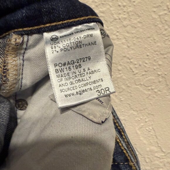 AG Adriano Goldschmied The Stilt Cigarette Leg Jeans Dark Wash Size 30R Stretch - Picture 6 of 10